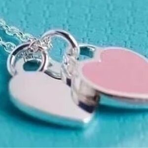 Silver and Pink Heart Pendant Necklace NEW in bag